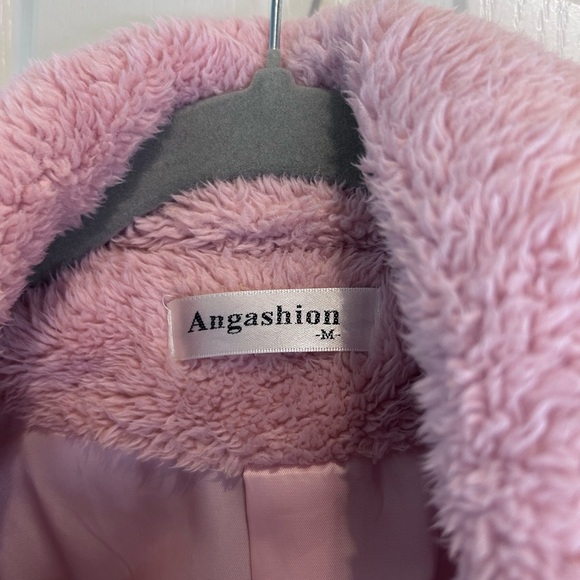 💗Baby Pink Faux Furry Collared Coat w/ Pockets by Angashion Size M💗 - Picture 13 of 14